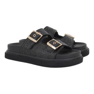 EXE Shoes Γυναικεία Παντόφλας FLATFORMS 03R-232 Μαύρο Ψάθα U403R2322H23