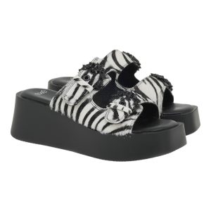EXE Shoes Γυναικεία Παντόφλας 19A-827 ΜΑΥΡΟ ΛΕΥΚΟ ΖΕΜΠΡΑ ΠΟΝΥ U419A827711I