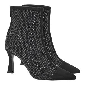 Exe Shoes Γυναικεία Μποτάκια 700-222 Μαύρο Καστόρι Μαύρο Στράς V37002224A93