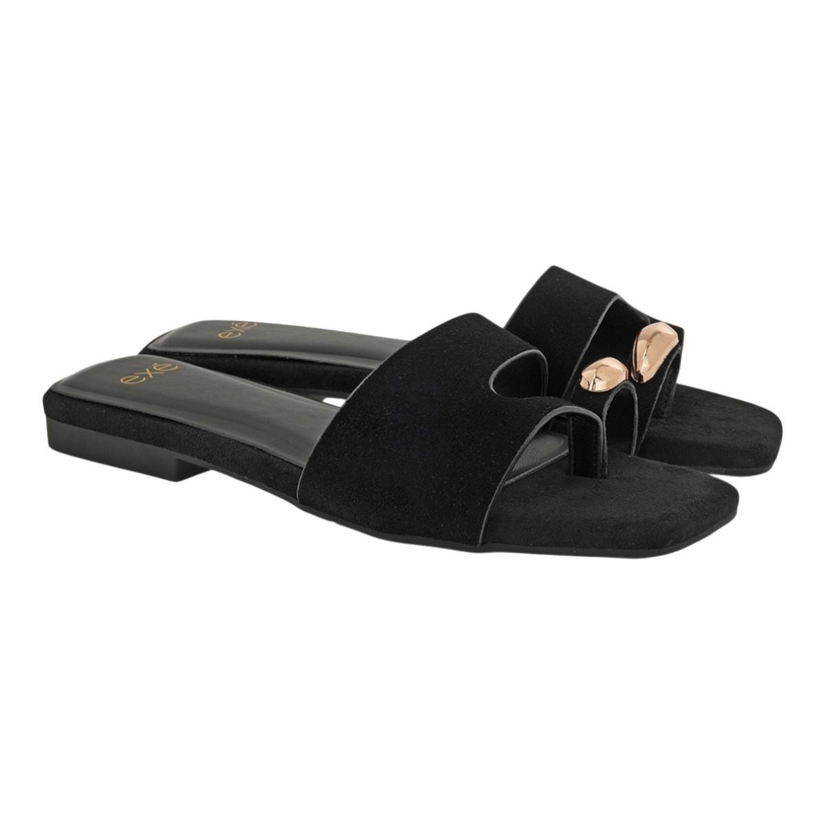 Exe Shoes Γυναικεία Παπούτσια FLATS MULES 59H-070 Μαύρο Καστόρι W459H0702004