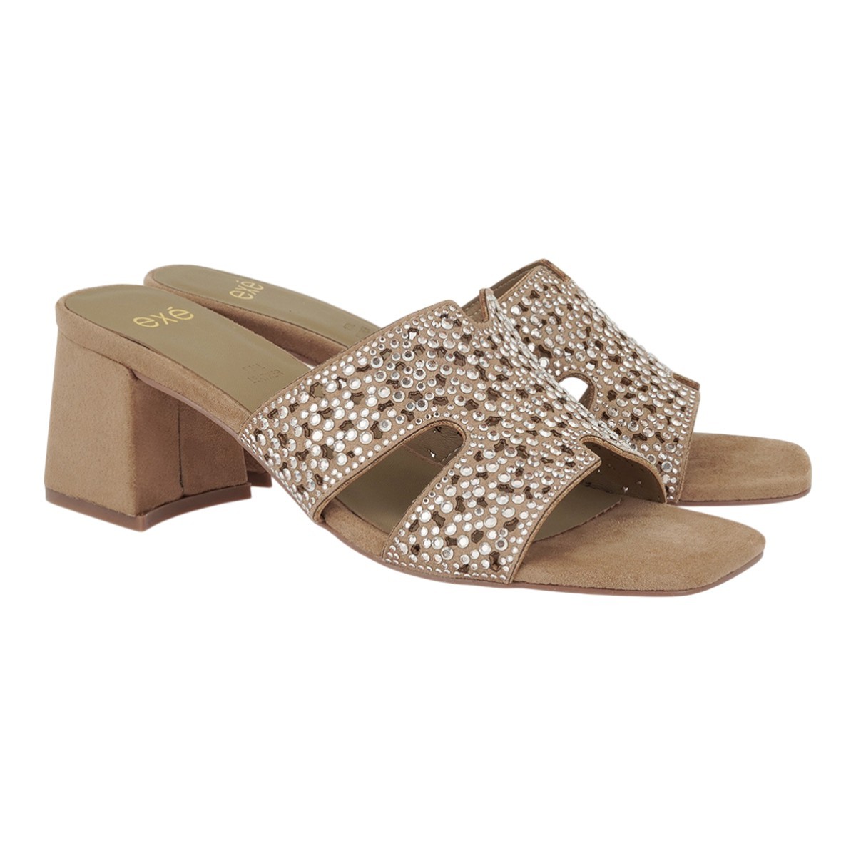 Exe Shoes Γυναικεία Παπούτσια FLATS MULES 70V-720 Μόκα Καστόρι Στράς W470V72031Y8