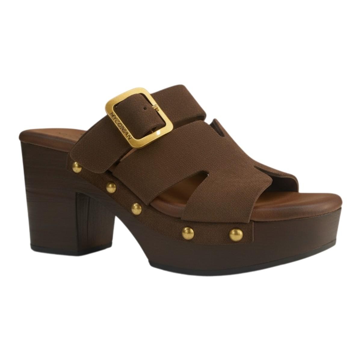Myconian Greek Sandals Γυναικεία Παπούτσια Πέδιλα 31422 Καφέ