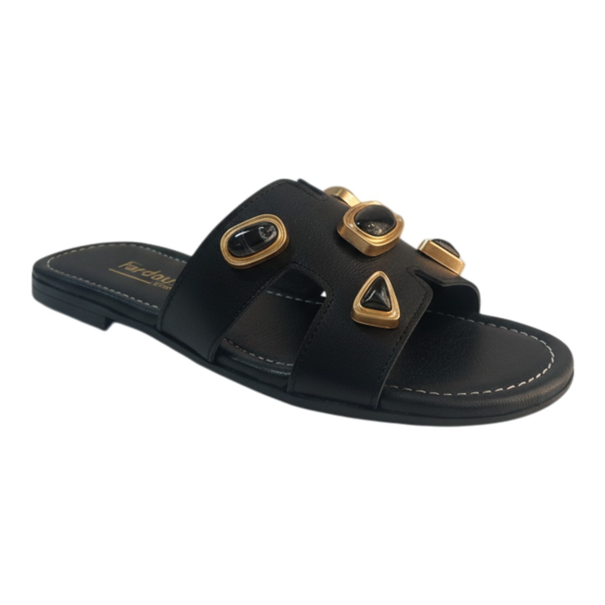 Fardoulis shoes Γυναικείες Παντόφλες 164-49 Μαύρο Δέρμα
