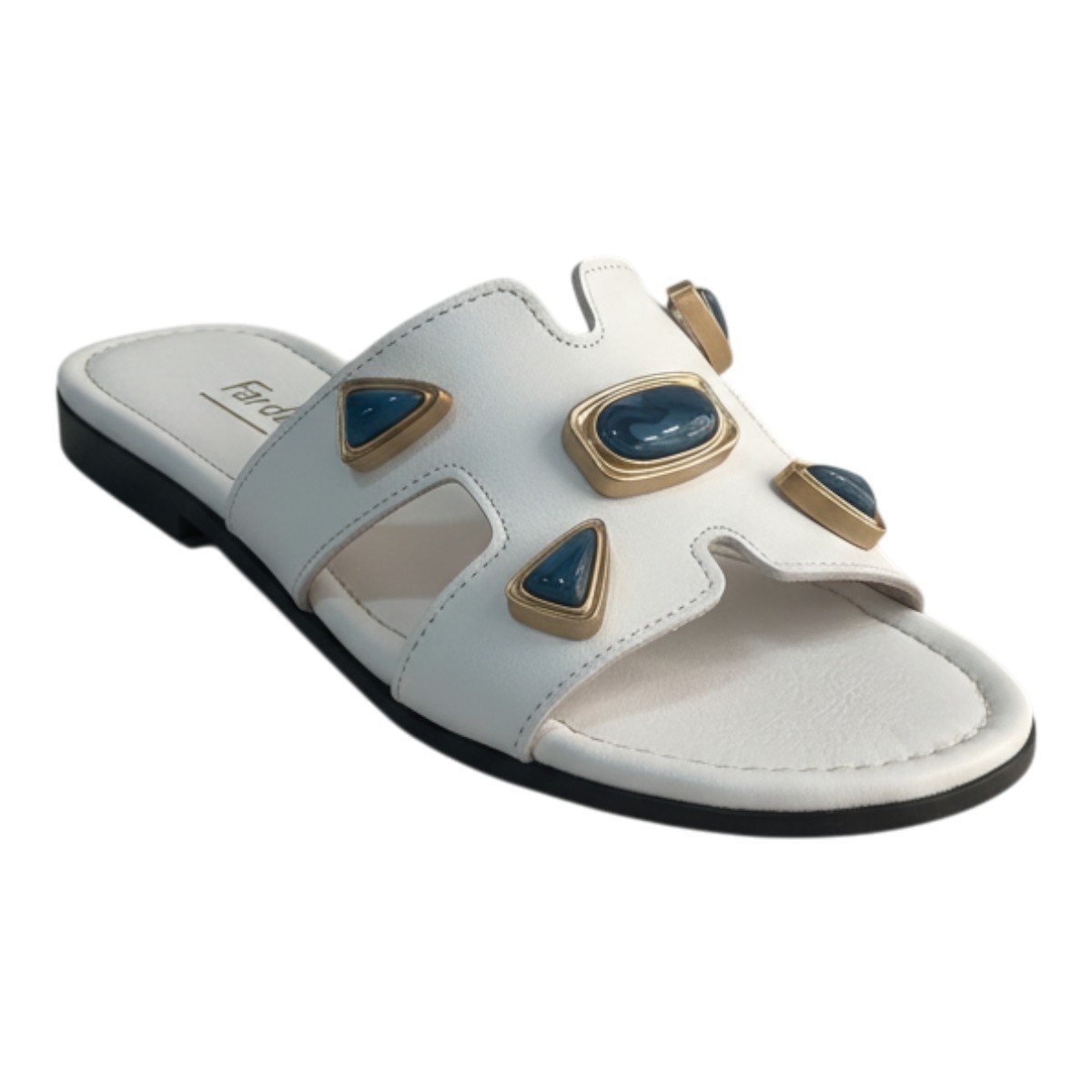 Fardoulis shoes Γυναικείες Παντόφλες 164-49 Λευκό Δέρμα