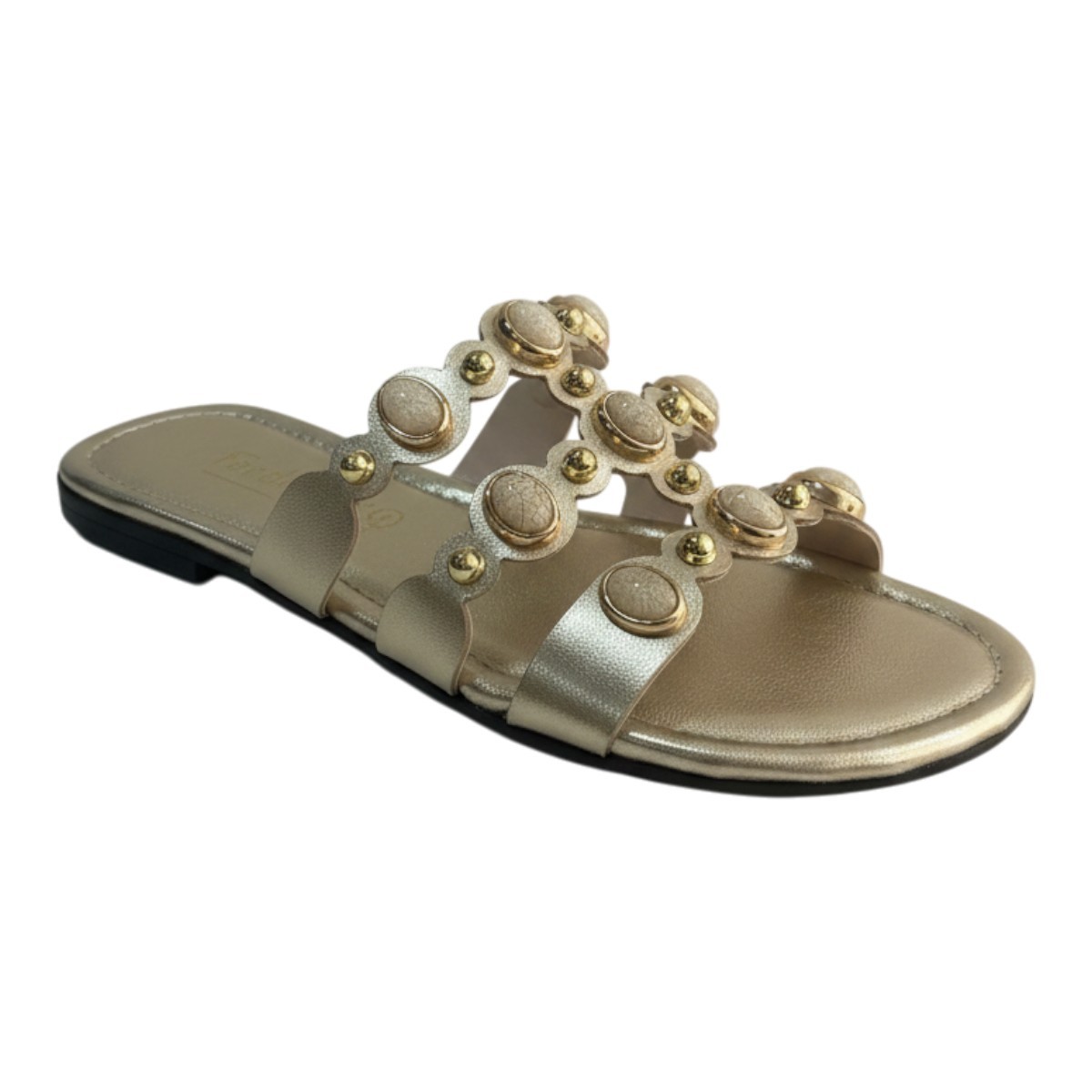 Fardoulis shoes Γυναικείες Παντόφλες 164-22 Πλατίνα Δέρμα