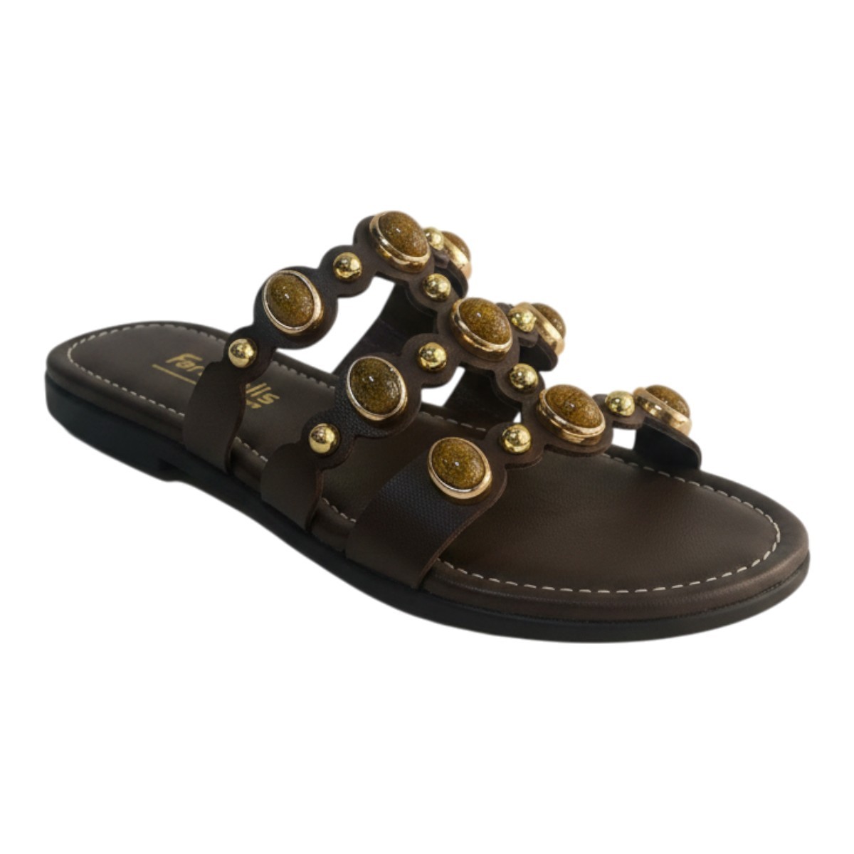 Fardoulis shoes Γυναικείες Παντόφλες 164-22 Καφέ Δέρμα