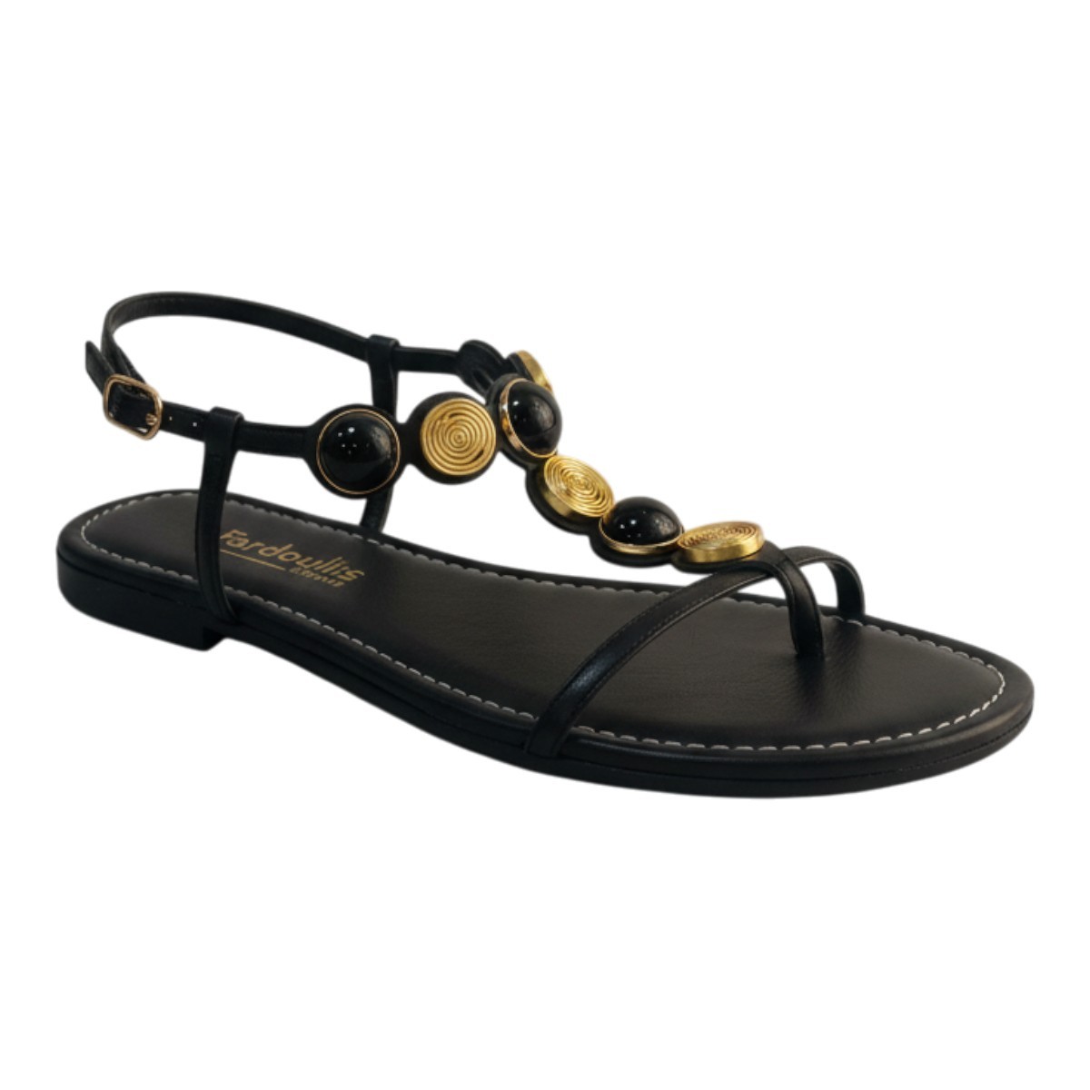 Fardoulis shoes Γυναικεία Πέδιλα 164-43 Μαύρο Δέρμα