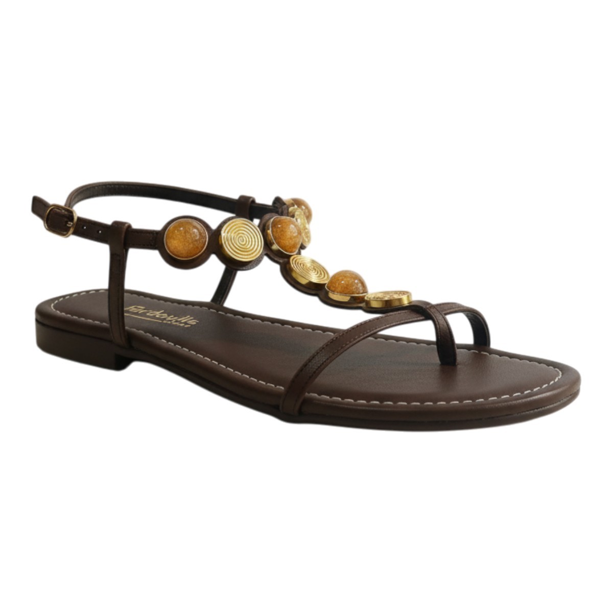 Fardoulis shoes Γυναικεία Πέδιλα 164-43 Καφέ Δέρμα