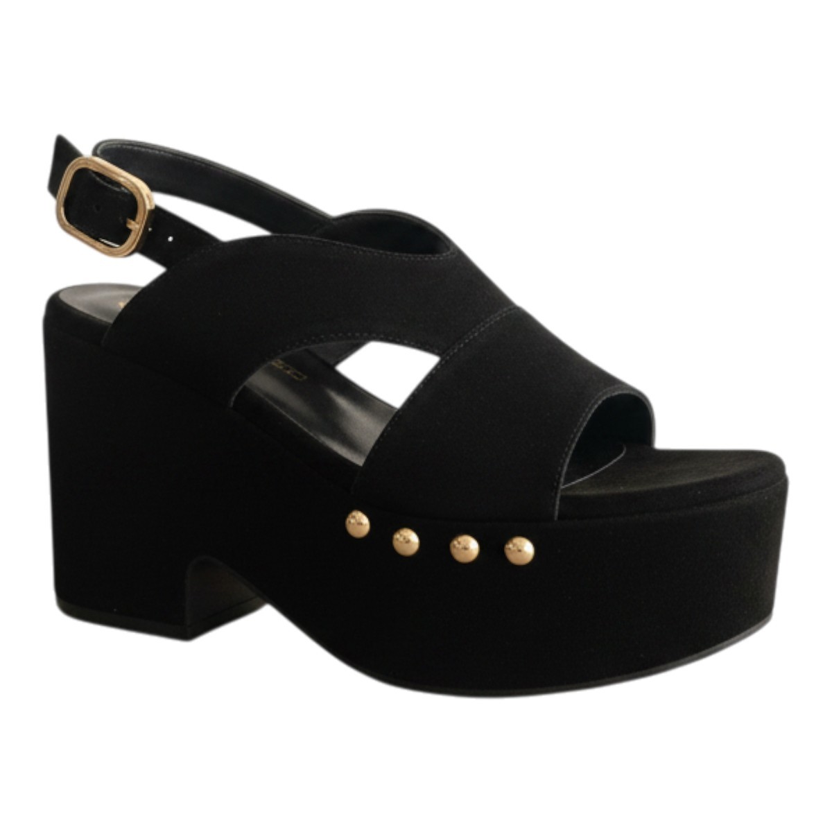 Fardoulis Shoes Γυναικείες Πέδιλα Πλατφόρμες 458-05 Μαύρο Δέρμα Καστόρι