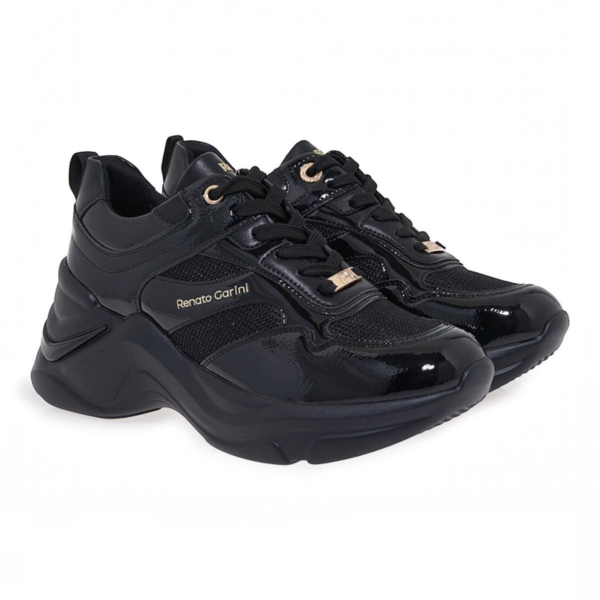 Renato Garini Γυναικεία Παπούτσια Sneakers 164-19R ΜΑΥΡΟ ΒΕΡΝΙ ΣΠΑΣΤΟ ΜΑΥΡΟ X119R164429Z