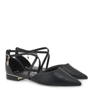 Exe Shoes Γυναικείες Γόβες -Μπαλαρίνες 700-082 Μαύρο Φίδι Ματ T17000821K87