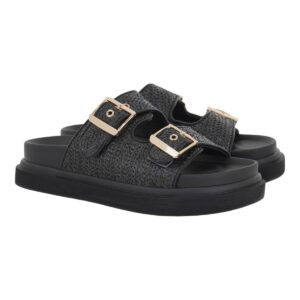 EXE Shoes Γυναικεία Παντόφλας FLATFORMS 03R-232 Μαύρο Ψάθα U403R2322H23