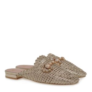 EXE Shoes Γυναικείες Παντόφλες Mules 39W-081 Πλατίνα U439W0811L46