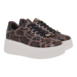 Renato Garini Γυναικεία Παπούτσια Sneakers 158-19R Λεοπάρ Σπαστό Μαύρο V119R15835R6