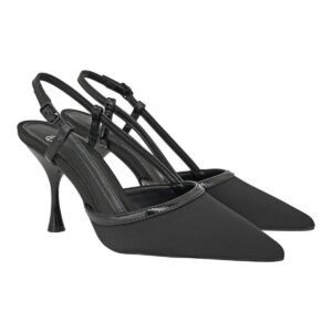 Exe Shoes Γυναικείες Γόβες 700-834 SLINGBACK Μαύρο Σατέν Μαύρο Σπαστό V470083457N0