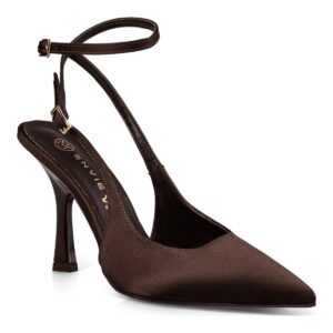 Envie Shoes Γυναικεία Παπούτσια Γόβες POINTY STILETTO PUMPS E02-22081-28 Καφέ Σατέν