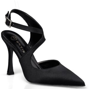 Envie Shoes Γυναικεία Παπούτσια Γόβες BOW SLINGBACK PUMPS E02-22086-34 Mαύρο Σατέν