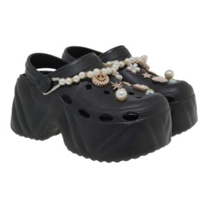 EXE Shoes Γυναιεία Παπούτσια Παντόφλες Σαμπό 700-050 Mαύρο-Χρυσό U47000503340