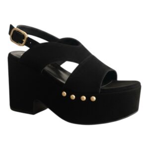Fardoulis Shoes Γυναικείες Πέδιλα Πλατφόρμες 458-05 Μαύρο Δέρμα Καστόρι