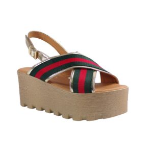 Katia Shoes Γυναικείες Πλατφόρμες Πέδιλα 135/2080 Χρυσό-Πράσινο
